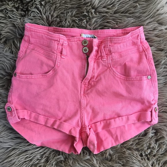 Topshop Moto pink cotton high rise shorts - size 6 - Picture 1 of 8